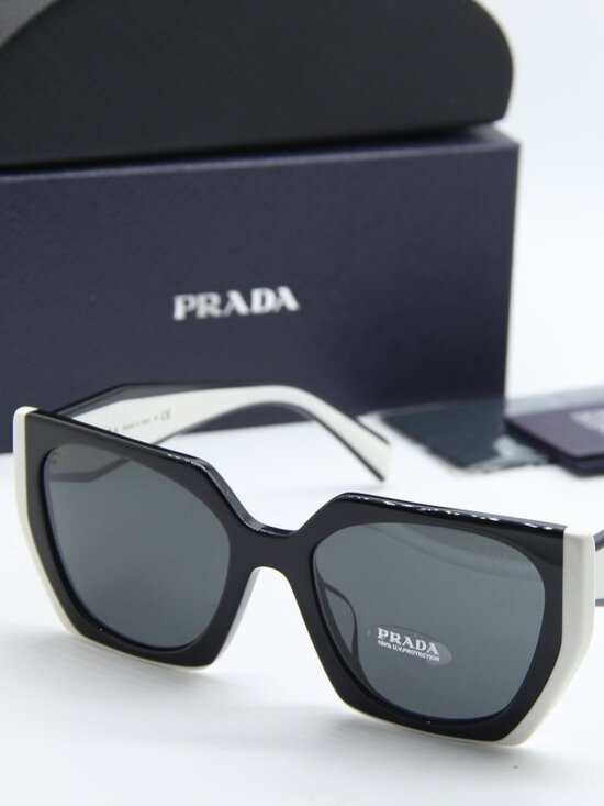 Prada PR15WS 09Q5S0 Square Sunglasses – Black/Talc\\Dark Grey main image 8